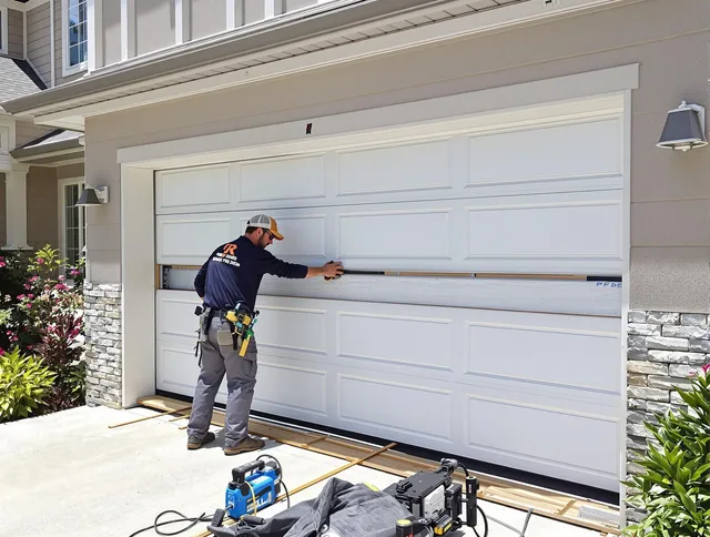New Milford Garage Door Repair team performing complete garage door replacement at New Milford residence