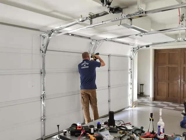 New Milford Garage Door Repair certified technician performing precision garage door repair in New Milford