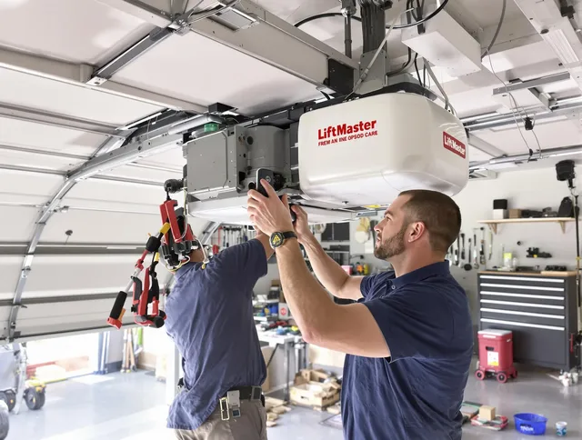 New Milford Garage Door Repair technician performing advanced diagnostics on garage opener in New Milford